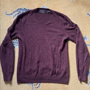 Black Brown 1826 Men's Burgundy V-Neck Sweater
